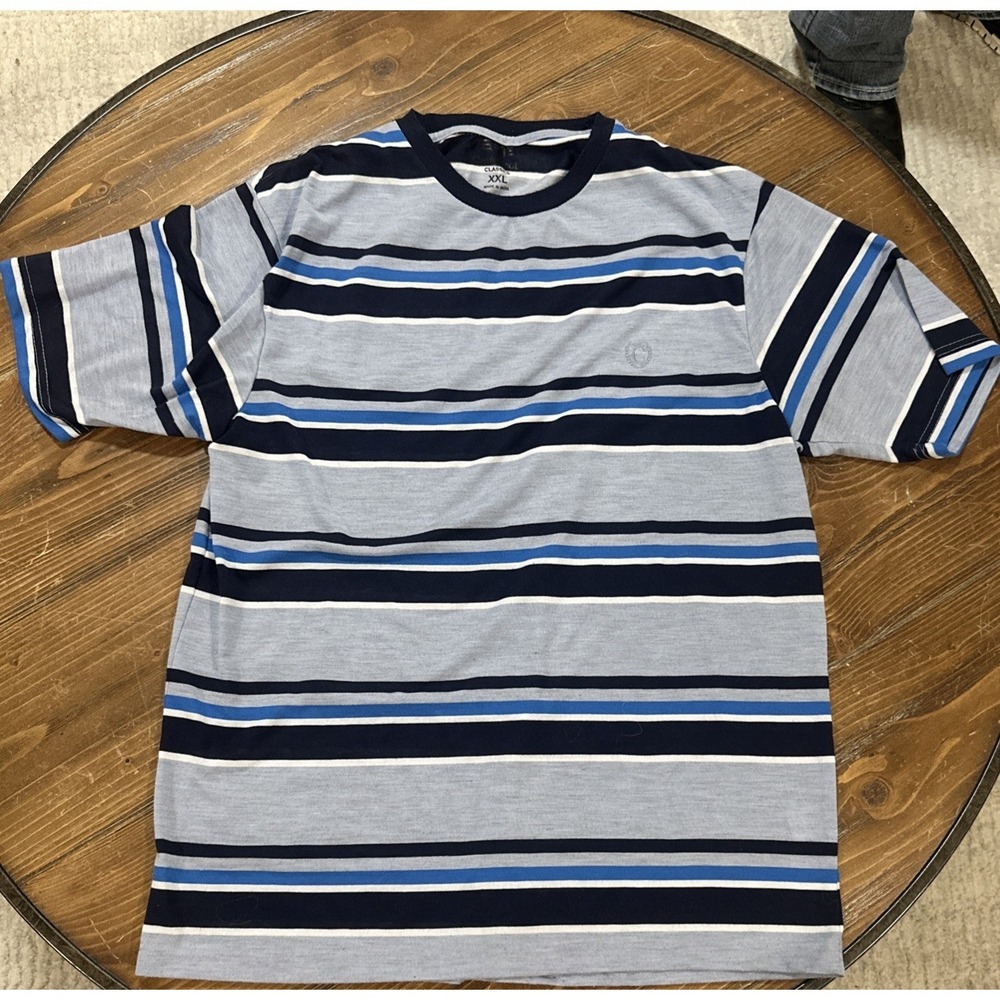 Cambridge Classics Mens T-Shirt Size XXL Striped Multicolor Blue Short Sleeve Te